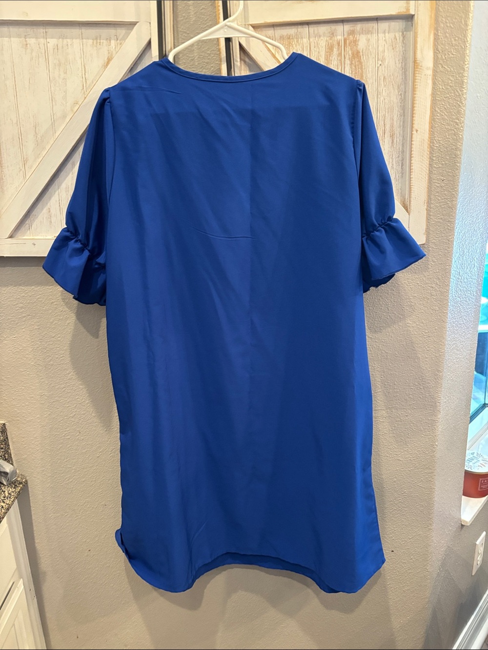 SHEIN Blue V-Neck Puff Sleeve Tunic - Picture 4 of 4